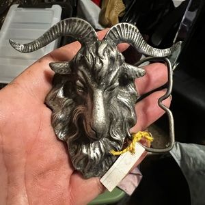 Handmade Ram brass belt buckle stamped and numbered